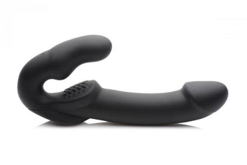 Evoke Super Charged Black Vibrating Strapless Strap On Black