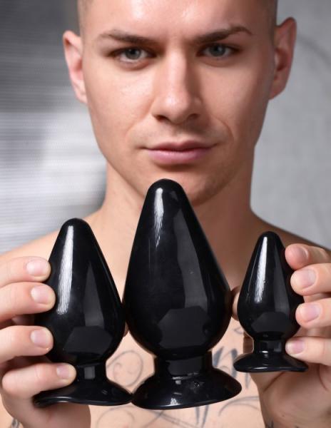 Master Series Triple Cones 3pc Anal Plug Set Black