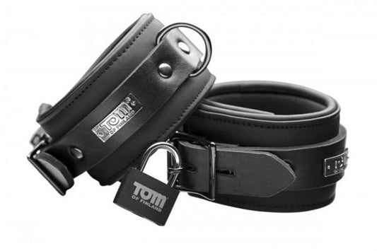 Tom of Finland Neoprene Ankle Cuffs with Locks Black